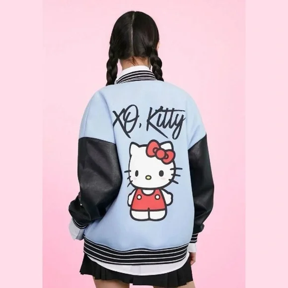 Hello Kitty Varsity Jacket – Light Blue & Black (XO, Kitty) - Picture 3 of 13